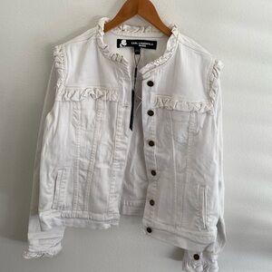Karl Lagerfeld White Distressed Jean Jacket